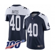 Men's Dallas Cowboys #40 Bill Bates Navy Blue Throwback Alternate Vapor Untouchable Limited Player 100th Season Football Jersey