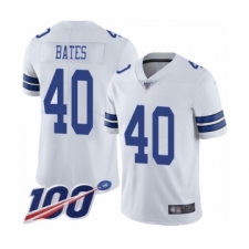 Men's Dallas Cowboys #40 Bill Bates White Vapor Untouchable Limited Player 100th Season Football Jersey