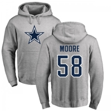 NFL Nike Dallas Cowboys #58 Damontre Moore Ash Name & Number Logo Pullover Hoodie