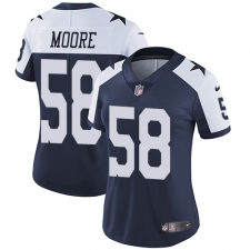 Women's Nike Dallas Cowboys #58 Damontre Moore Elite Navy Blue Throwback Alternate NFL Jersey
