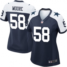Women's Nike Dallas Cowboys #58 Damontre Moore Game Navy Blue Throwback Alternate NFL Jersey