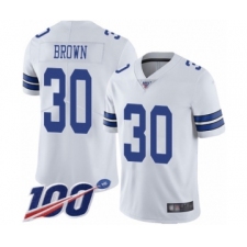 Men's Dallas Cowboys #30 Anthony Brown White Vapor Untouchable Limited Player 100th Season Football Jersey