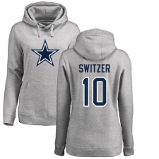 NFL Women's Nike Dallas Cowboys #10 Ryan Switzer Ash Name & Number Logo Pullover Hoodie