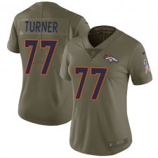 Women's Nike Denver Broncos #77 Billy Turner Limited Olive 2017 Salute to Service NFL Jersey