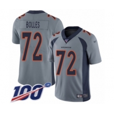 Men's Denver Broncos #72 Garett Bolles Limited Silver Inverted Legend 100th Season Football Jersey