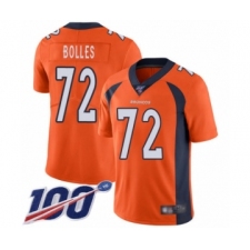 Men's Denver Broncos #72 Garett Bolles Orange Team Color Vapor Untouchable Limited Player 100th Season Football Jersey