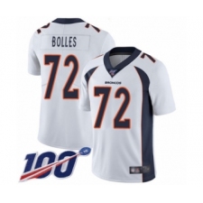Men's Denver Broncos #72 Garett Bolles White Vapor Untouchable Limited Player 100th Season Football Jersey