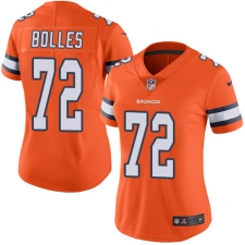 Women's Nike Denver Broncos #72 Garett Bolles Limited Orange Rush Vapor Untouchable NFL Jersey