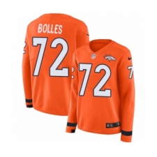 Women's Nike Denver Broncos #72 Garett Bolles Limited Orange Therma Long Sleeve NFL Jersey