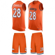 Men's Nike Denver Broncos #28 Jamaal Charles Limited Orange Tank Top Suit NFL Jersey