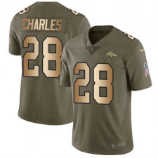 Youth Nike Denver Broncos #28 Jamaal Charles Limited Olive/Gold 2017 Salute to Service NFL Jersey