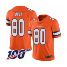 Men's Denver Broncos #80 Jake Butt Limited Orange Rush Vapor Untouchable 100th Season Football Jersey