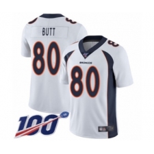 Men's Denver Broncos #80 Jake Butt White Vapor Untouchable Limited Player 100th Season Football Jersey