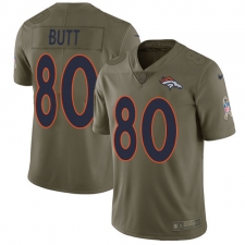 Men's Nike Denver Broncos #80 Jake Butt Limited Olive 2017 Salute to Service NFL Jersey