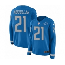 Women's Nike Detroit Lions #21 Ameer Abdullah Limited Blue Therma Long Sleeve NFL Jersey