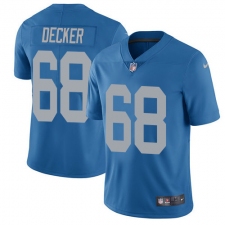 Men's Nike Detroit Lions #68 Taylor Decker Elite Blue Alternate NFL Jersey