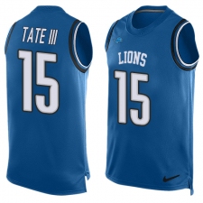 Men's Nike Detroit Lions #15 Golden Tate III Limited Light Blue Player Name & Number Tank Top NFL Jersey