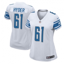 Women's Nike Detroit Lions #61 Kerry Hyder Game White NFL Jersey