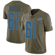Youth Nike Detroit Lions #61 Kerry Hyder Limited Olive 2017 Salute to Service NFL Jersey