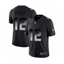 Men Green Bay Packers #12 Aaron Rodgers Black Smoke Fashion Limited Jersey
