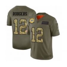 Men's Green Bay Packers #12 Aaron Rodgers 2019 Olive Camo Salute to Service Limited Jersey