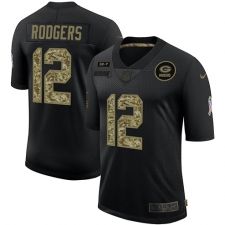 Men's Green Bay Packers #12 Aaron Rodgers Camo 2020 Salute To Service Limited Jersey