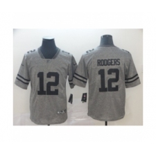 Men's Green Bay Packers #12 Aaron Rodgers Limited Gray Rush Gridiron Football Jersey