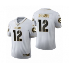 Men's Green Bay Packers #12 Aaron Rodgers Limited White Golden Edition Limited Football Jersey