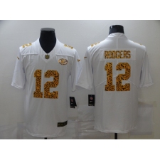 Men's Green Bay Packers #12 Aaron Rodgers White Nike Leopard Print Limited Jersey