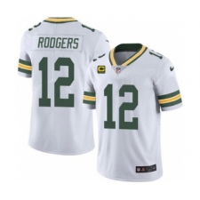 Men's Green Bay Packers #12 Aaron Rodgers White With 4-star C Patch Vapor Untouchable Stitched NFL Limited Jersey