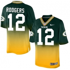 Men's Nike Green Bay Packers #12 Aaron Rodgers Elite Green/Gold Fadeaway NFL Jersey