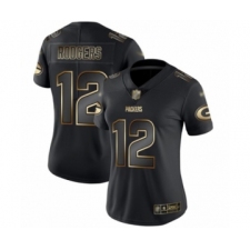 Women's Green Bay Packers #12 Aaron Rodgers Limited Black Gold Vapor Untouchable Limited Football Jersey