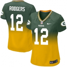 Women's Nike Green Bay Packers #12 Aaron Rodgers Elite Green/Gold Fadeaway NFL Jersey