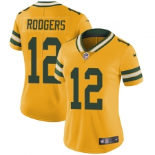 Women's Nike Green Bay Packers #12 Aaron Rodgers Limited Gold Rush Vapor Untouchable NFL Jersey