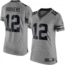 Women's Nike Green Bay Packers #12 Aaron Rodgers Limited Gray Gridiron NFL Jersey