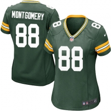 Women's Nike Green Bay Packers #88 Ty Montgomery Game Green Team Color NFL Jersey