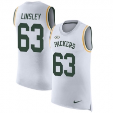 Men's Nike Green Bay Packers #63 Corey Linsley Limited White Rush Player Name & Number Tank Top NFL Jersey