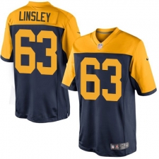 Youth Nike Green Bay Packers #63 Corey Linsley Elite Navy Blue Alternate NFL Jersey