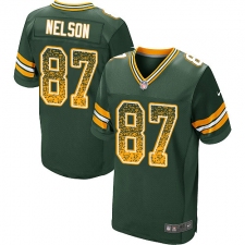 Men's Nike Green Bay Packers #87 Jordy Nelson Elite Green Home Drift Fashion NFL Jersey