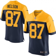 Men's Nike Green Bay Packers #87 Jordy Nelson Elite Navy Blue Alternate NFL Jersey