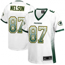 Women's Nike Green Bay Packers #87 Jordy Nelson Elite White Drift Fashion NFL Jersey