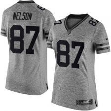 Women's Nike Green Bay Packers #87 Jordy Nelson Limited Gray Gridiron NFL Jersey