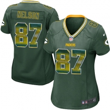 Women's Nike Green Bay Packers #87 Jordy Nelson Limited Green Strobe NFL Jersey