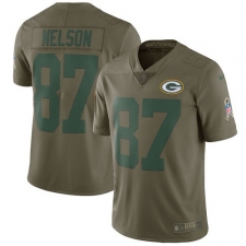 Youth Nike Green Bay Packers #87 Jordy Nelson Limited Olive 2017 Salute to Service NFL Jersey