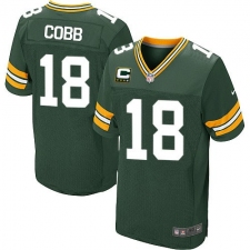 Men's Nike Green Bay Packers #18 Randall Cobb Elite Green Team Color C Patch NFL Jersey