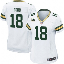 Women's Nike Green Bay Packers #18 Randall Cobb Elite White C Patch NFL Jersey