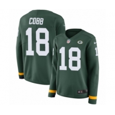 Women's Nike Green Bay Packers #18 Randall Cobb Limited Green Therma Long Sleeve NFL Jersey