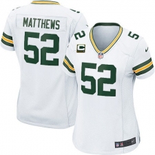 Women's Nike Green Bay Packers #52 Clay Matthews Elite White C Patch NFL Jersey