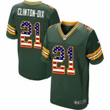 Men's Nike Green Bay Packers #21 Ha Clinton-Dix Elite Green Home USA Flag Fashion NFL Jersey