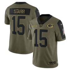 Men's Green Bay Packers #15 Bart Starr Nike Olive 2021 Salute To Service Retired Player Limited Jersey